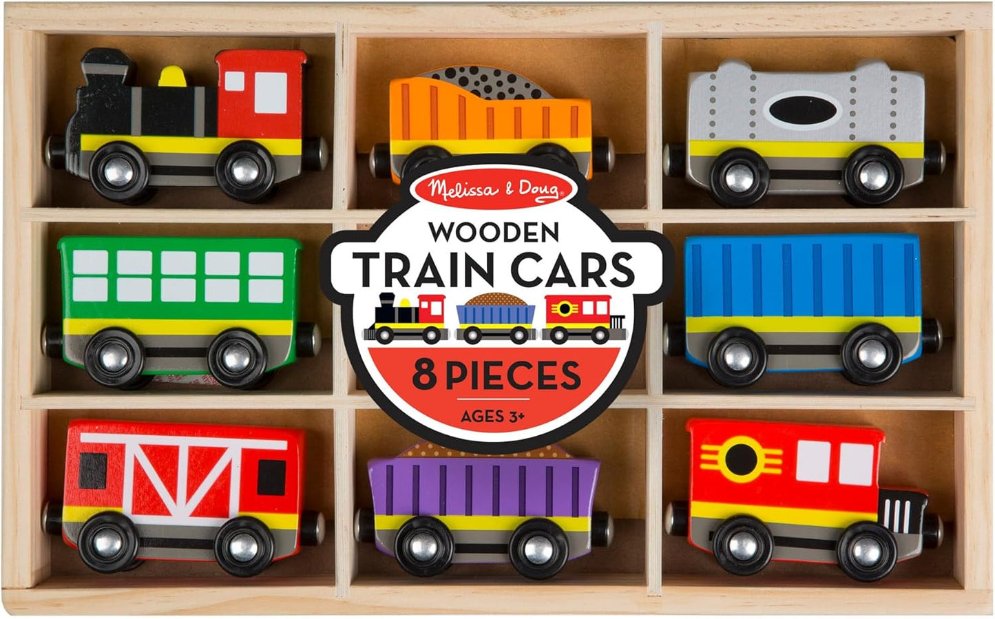 Melissa & Doug Melissa Doug Wooden Magnetic Train Cars - 8 Piece Educational and