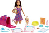 Barbie Pup Adoption Doll Set with Color-Change 2 Pets Carrier 10 Brunette in Purple Dress