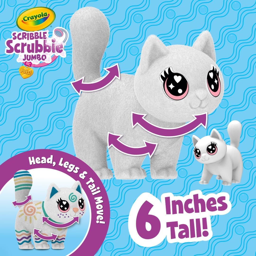 Crayola Scribble Scrubbie Jumbo Large Posable Animal Toy 6 Inches Toy Cat for Girls Boys