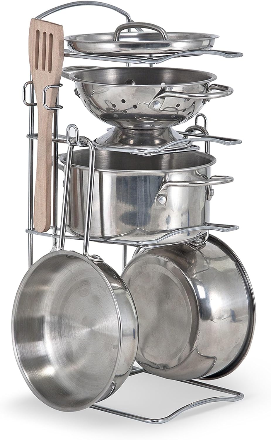 Melissa & Doug Melissa Doug Stainless Steel Pots and Pans Pretend Play Kitchen Set for 8
