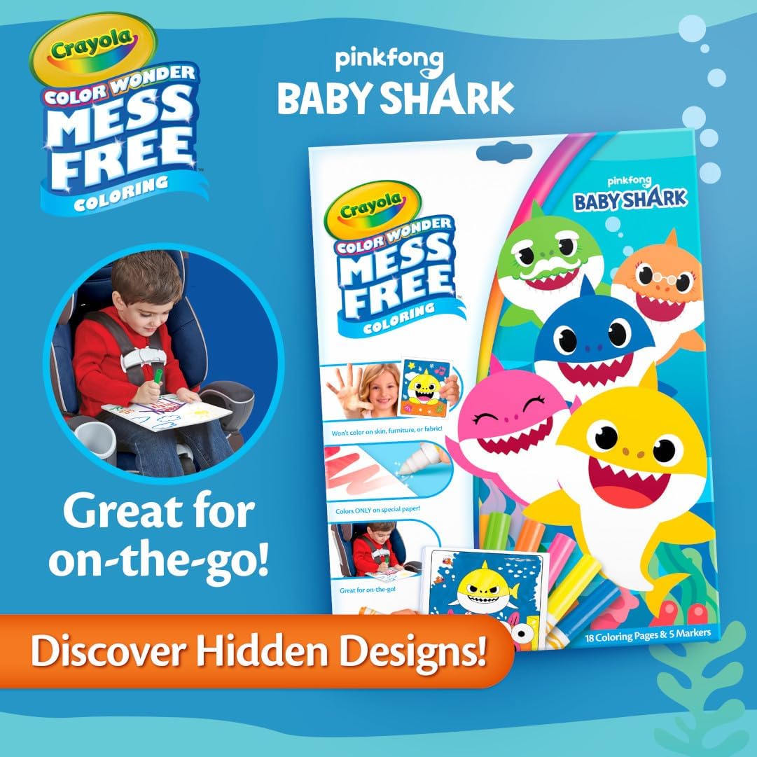 Crayola Baby Shark Color Wonder Pages Mess Free Coloring for Toddlers Coloring Activity
