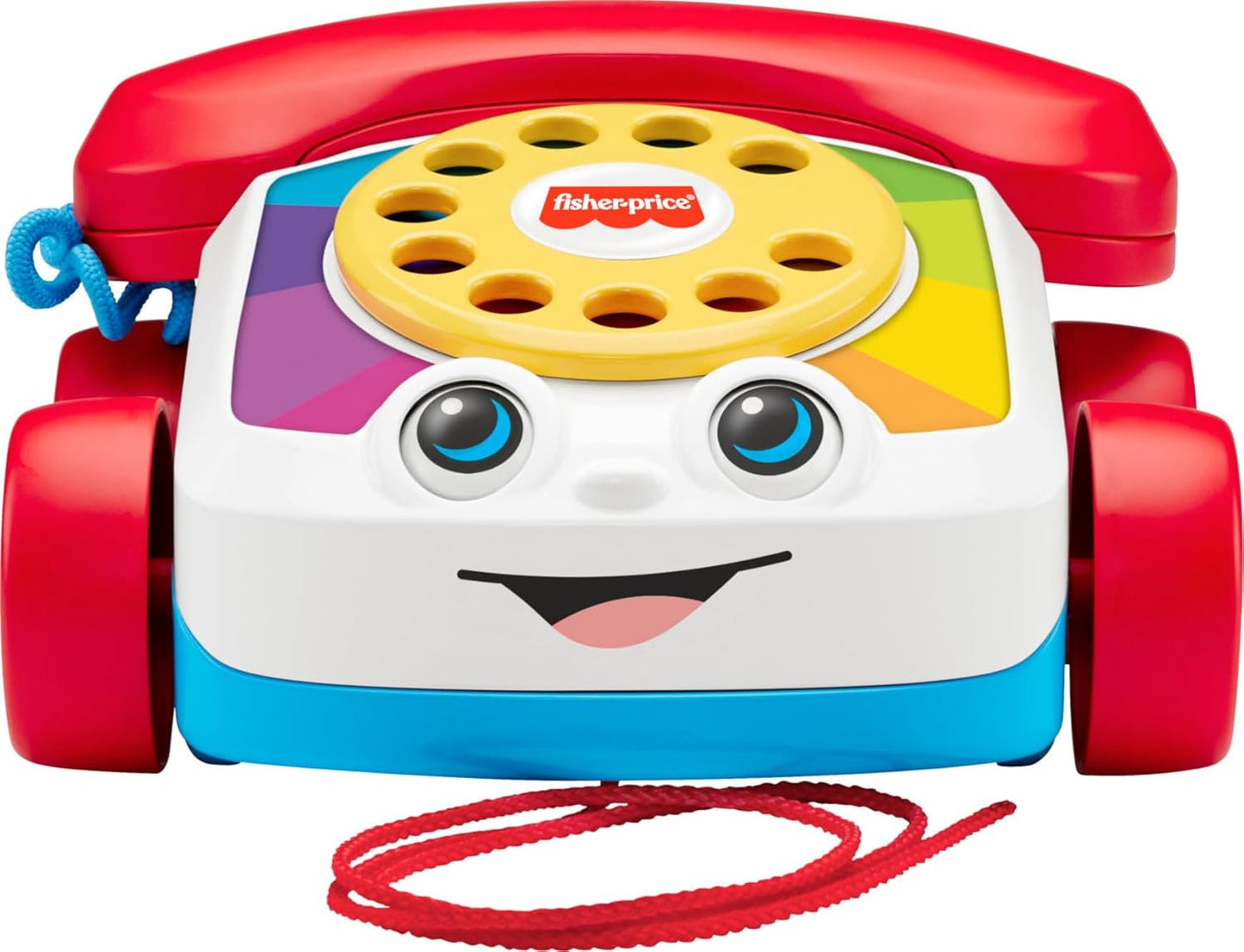 Fisher-Price Toddler Pull Toy Chatter Telephone Pretend Phone with Rotary Dial and Wheels