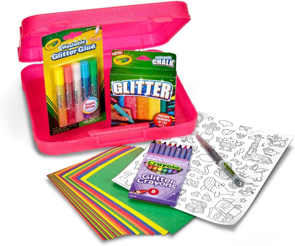 Crayola All That Glitters Art Case 50pcs Glitter Crayons Coloring Supplies Art Set Gifts