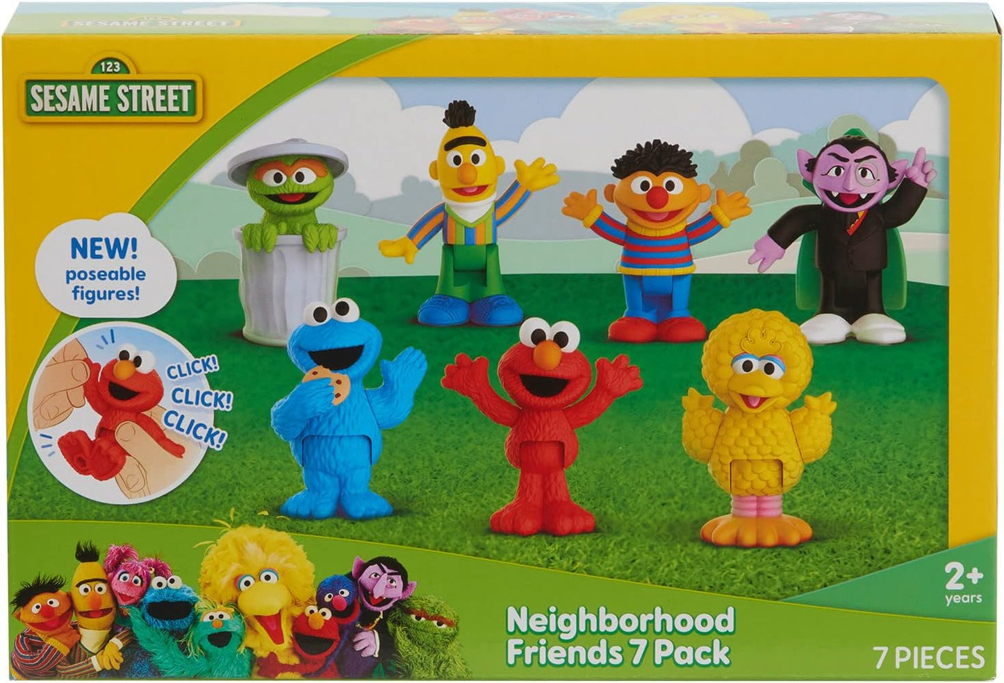 Just Play Sesame Street Neighborhood Friends 7-piece Poseable Figurines for Ages 2 Up by
