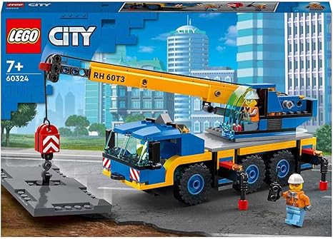 LEGO 60324 City Off-Road Crane Crane and Truck Toy with Hooks Buildable Vehicle