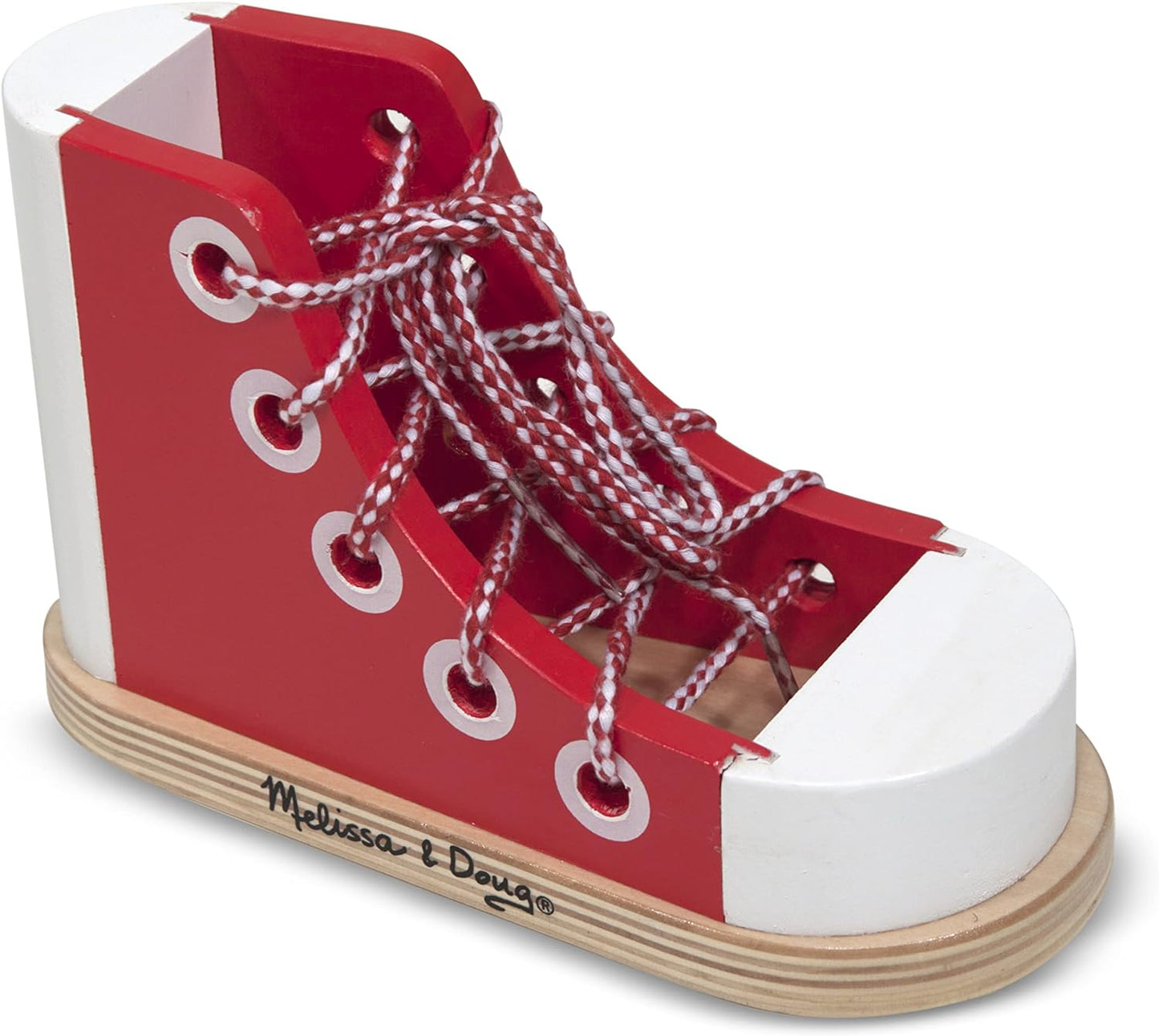 Melissa & Doug Melissa Doug Deluxe Wood Lacing Sneaker - Learn to Tie a Shoe Educational