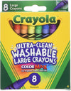 Crayola 8 Count Ultra Clean Washable Large Crayons Color Max Pack of 3