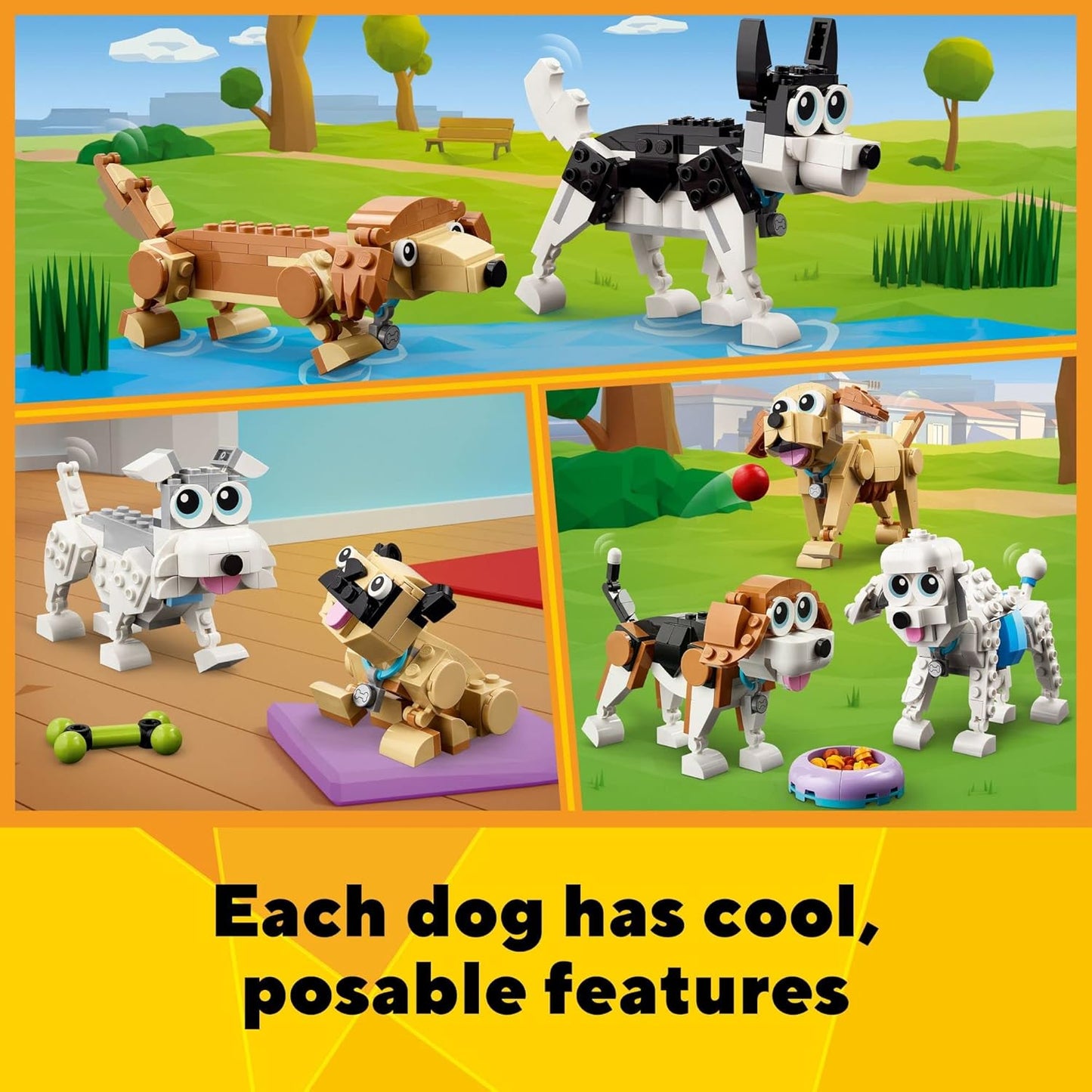 LEGO Creator 3 in 1 Adorable Dogs Building Toy Set Dog Lovers Featuring Dachshund Beagle