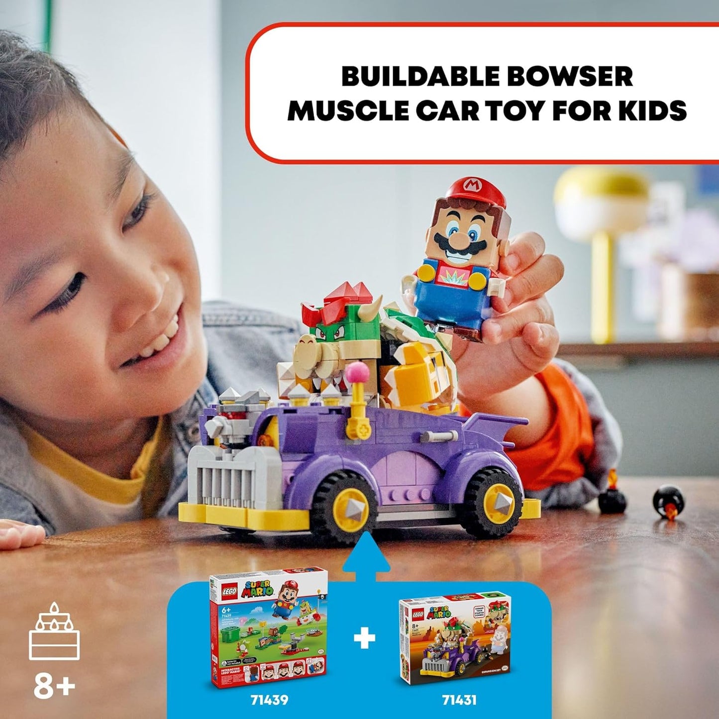 LEGO Super Mario Bowser's Muscle Car Expansion Set Bowser Toy for Boys Girls and Gamers