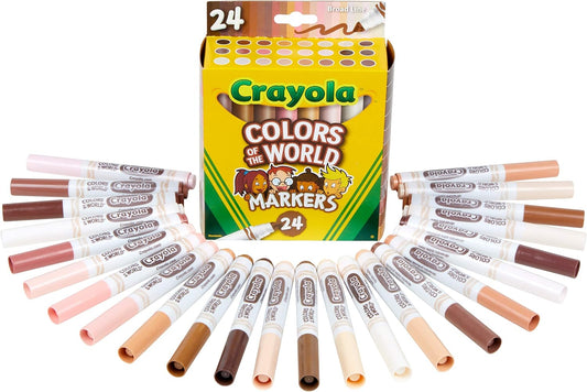 Crayola Colors of the World Markers - 6 Pack 24ct Bulk Skin Tone Marker Set for Art