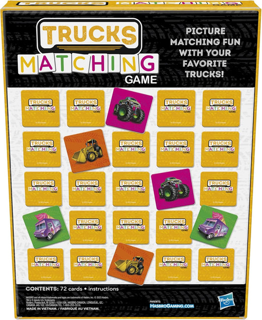 Hasbro Gaming Trucks Matching Game Preschool for Boys Girls Memory Card Game