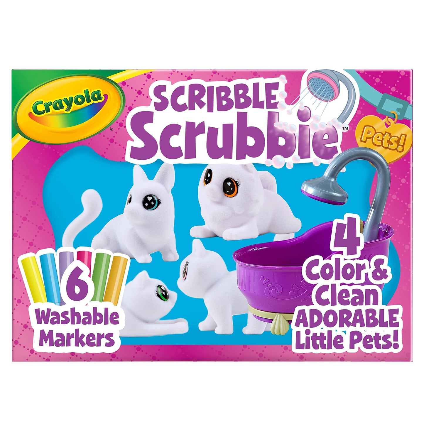 Crayola Scribble Scrubbies Tub Set 4 Pets Washable Pet Care Toy Coloring Animal Craft for