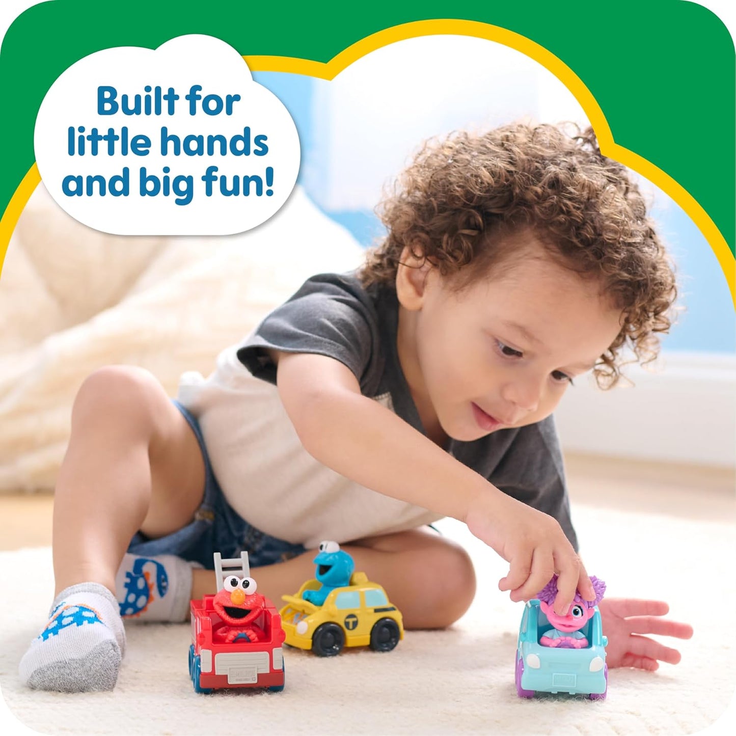 Just Play Sesame Street Twist and Pop Wheelies 3-Pack Preschool Toy Vehicle