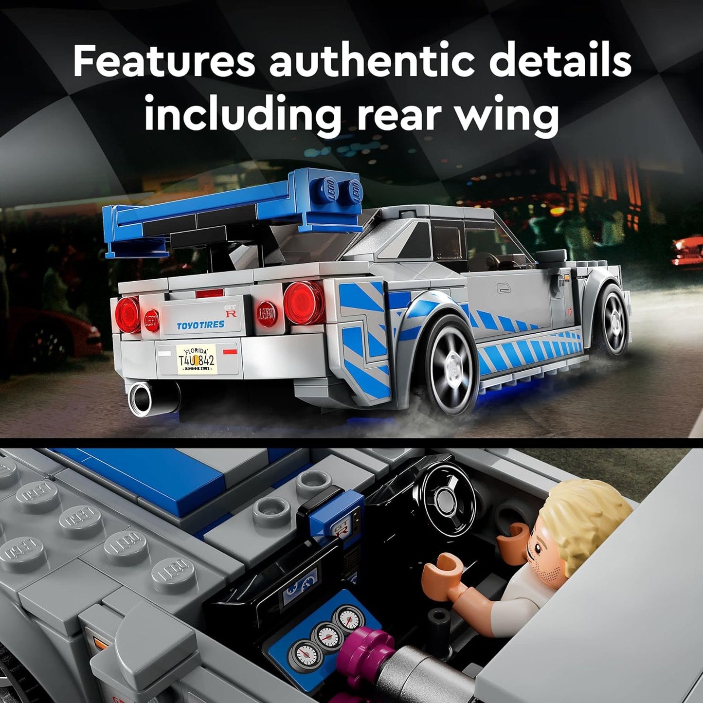 LEGO Speed Champions 2 Fast 2 Furious Nissan Skyline GT-R R34 Race Car Toy Model Building