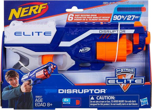 NERF Disruptor Elite Blaster - 6-Dart Rotating Drum Slam Fire Includes 6 Official Nerf