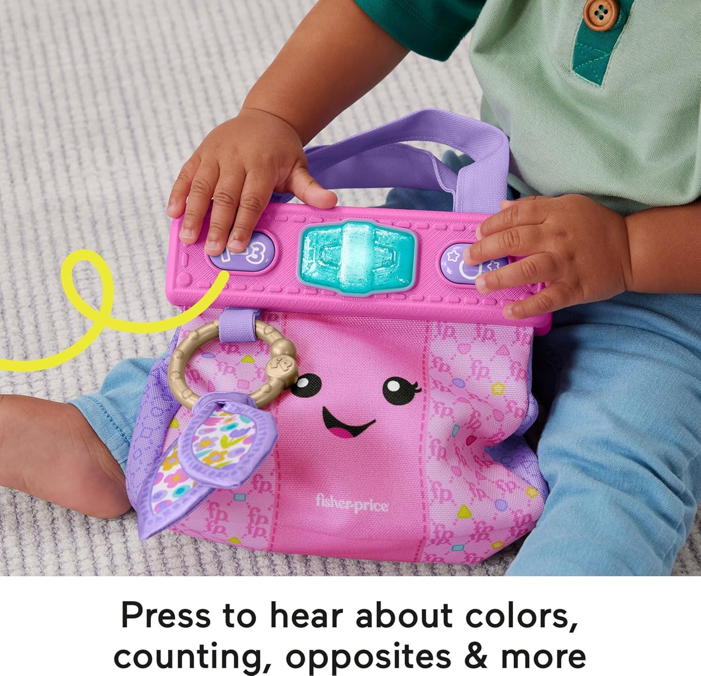 Fisher-Price Baby Learning Toy Laugh Learn Purse Going Places Bag with 4 Pretend Play for