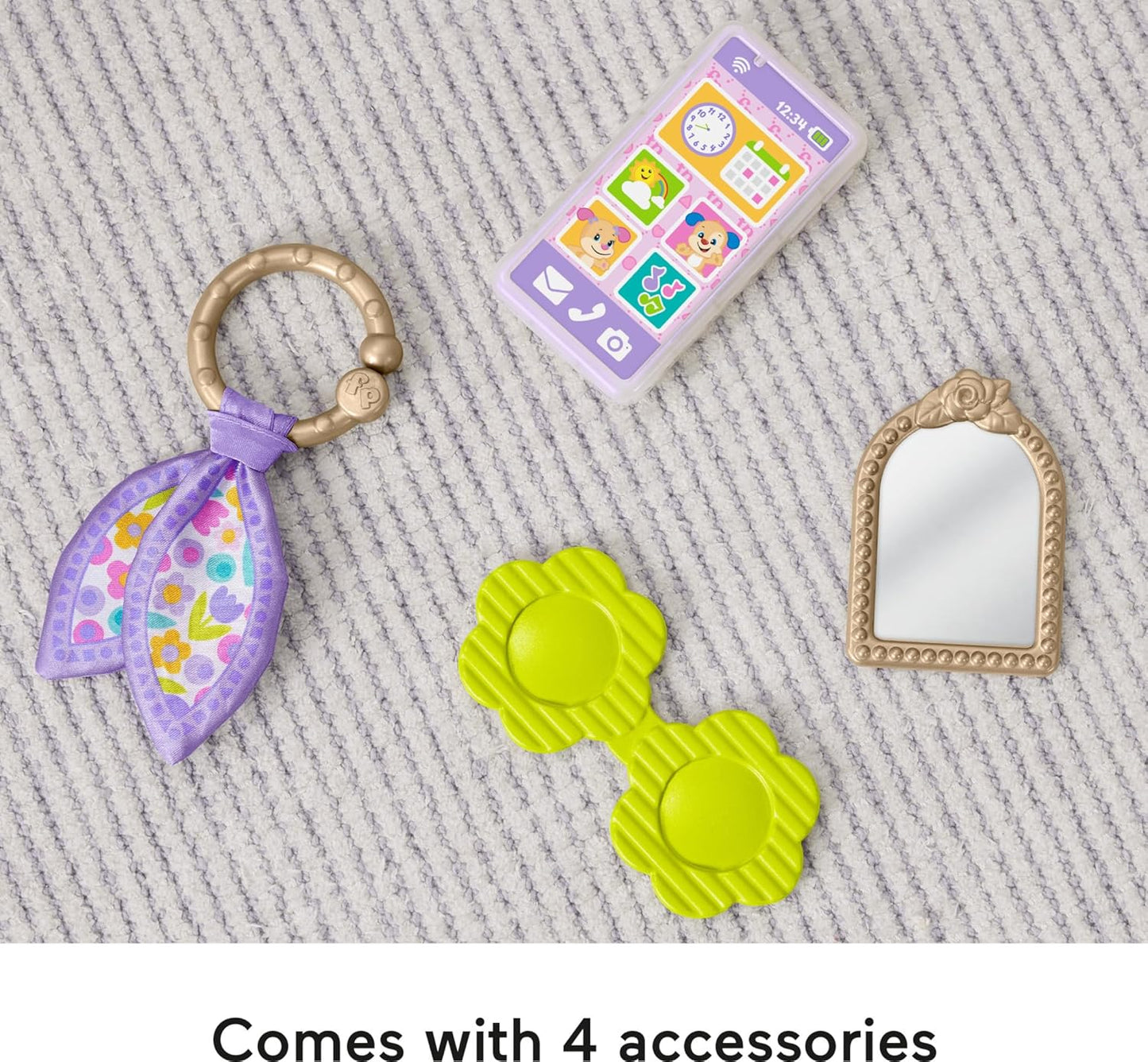 Fisher-Price Baby Learning Toy Laugh Learn Purse Going Places Bag with 4 Pretend Play for