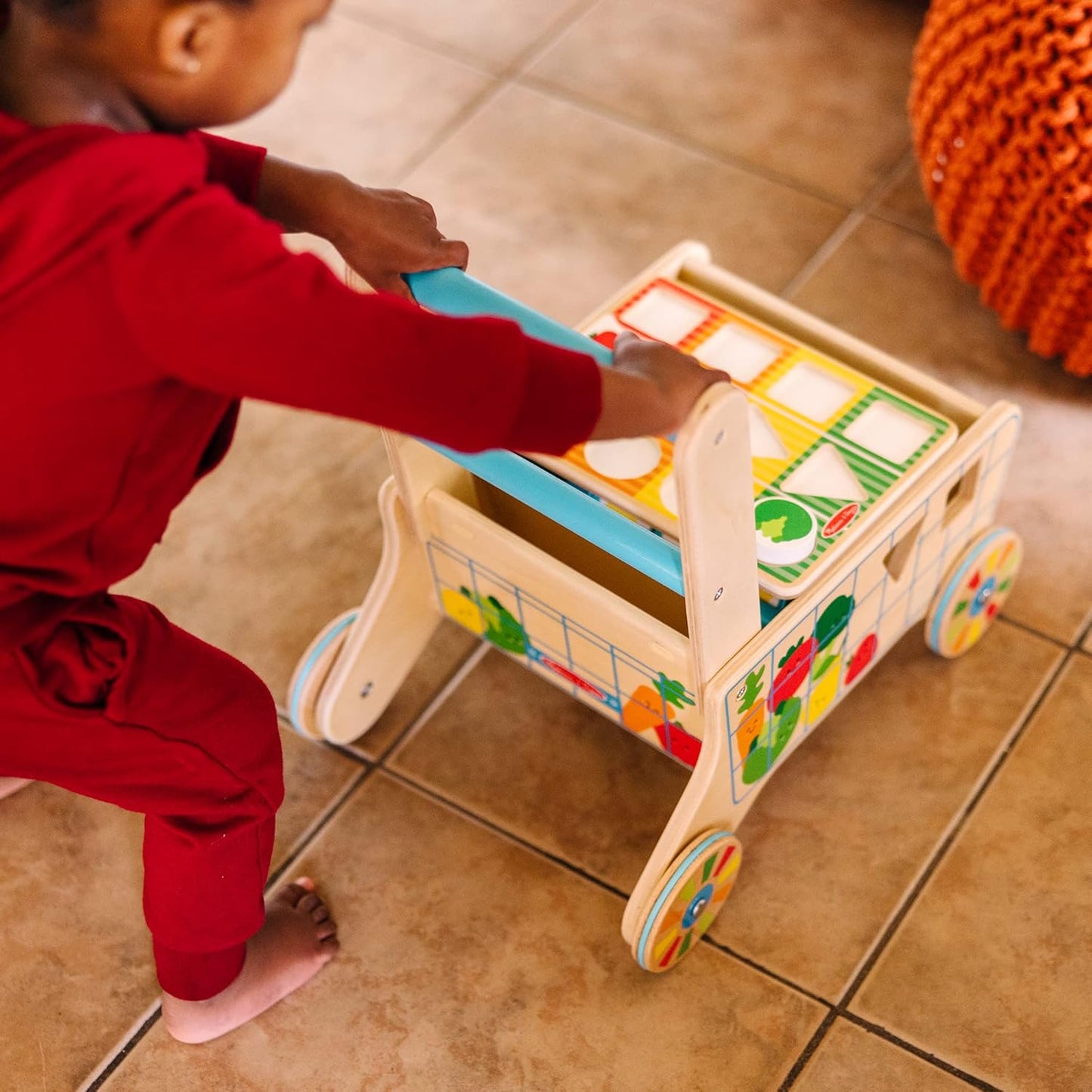 Melissa & Doug Melissa Doug Wooden Shape Sorting Grocery Cart Push Toy and Puzzle