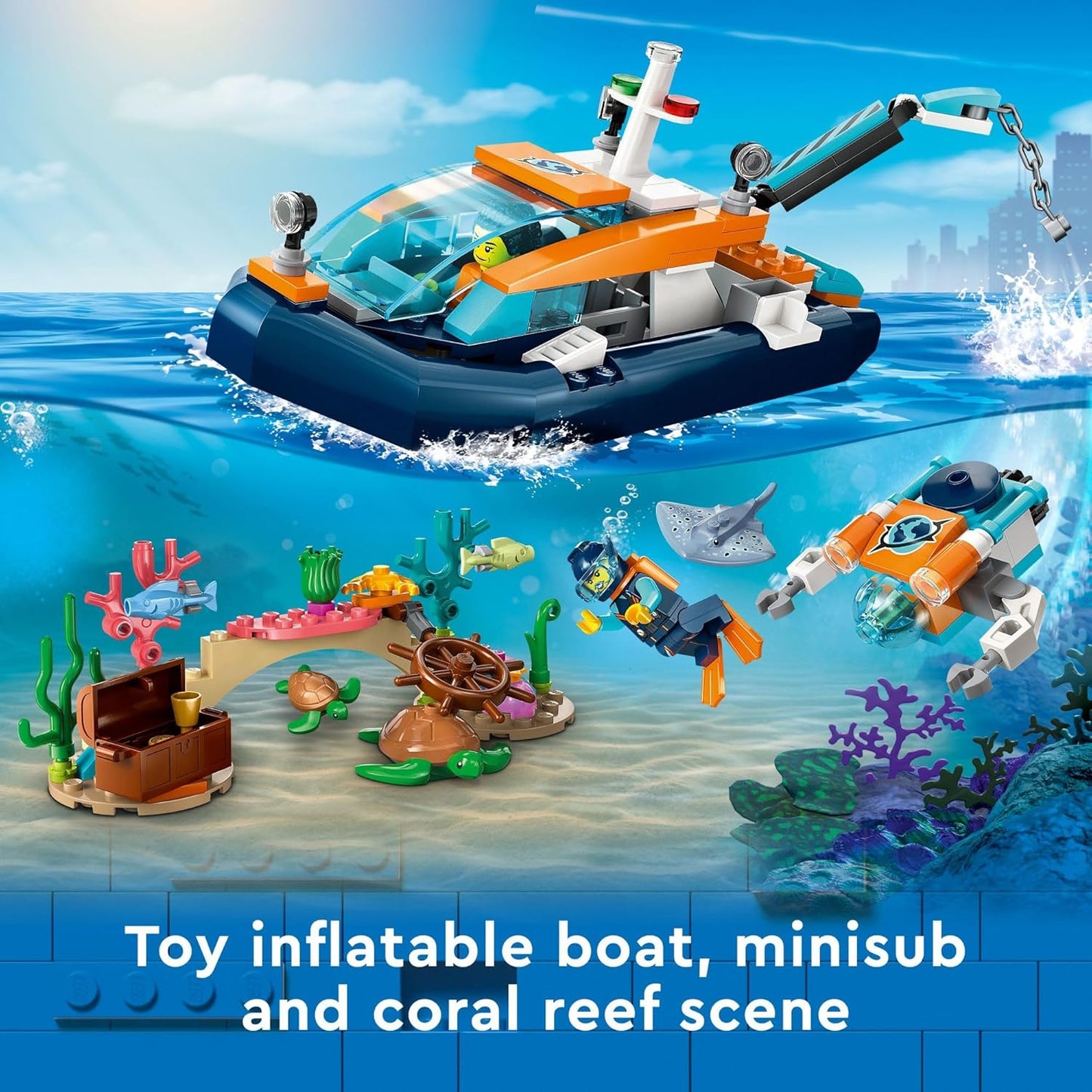 LEGO City Explorer Diving Boat 60377 Ocean Building Toy Includes a Coral Reef Setting