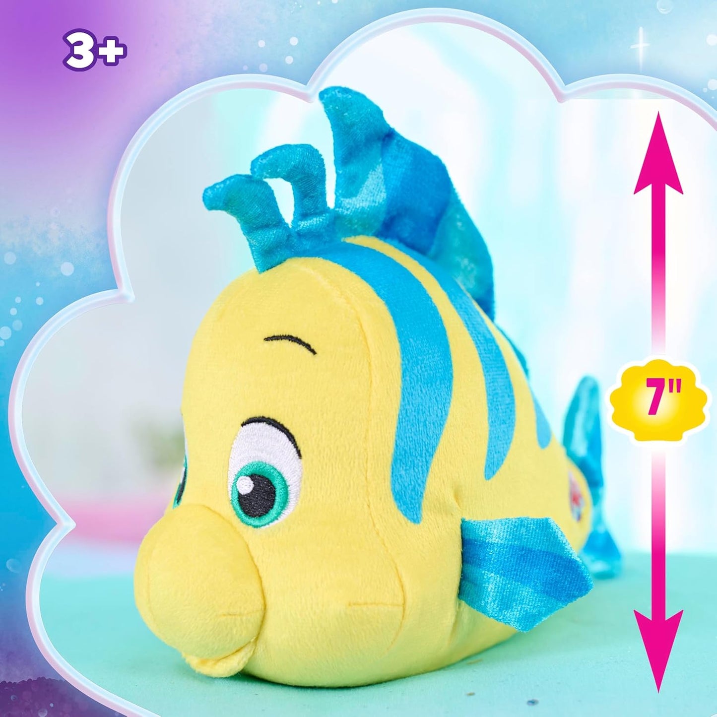 Just Play Disney Junior Ariel Flounder Small 7-inch Plush for Ages 2 Up