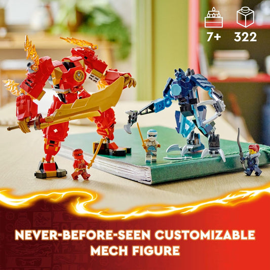 LEGO NINJAGO Kai's Elemental Fire Mech Action Figure Mini Ninja Toy for with Customizable