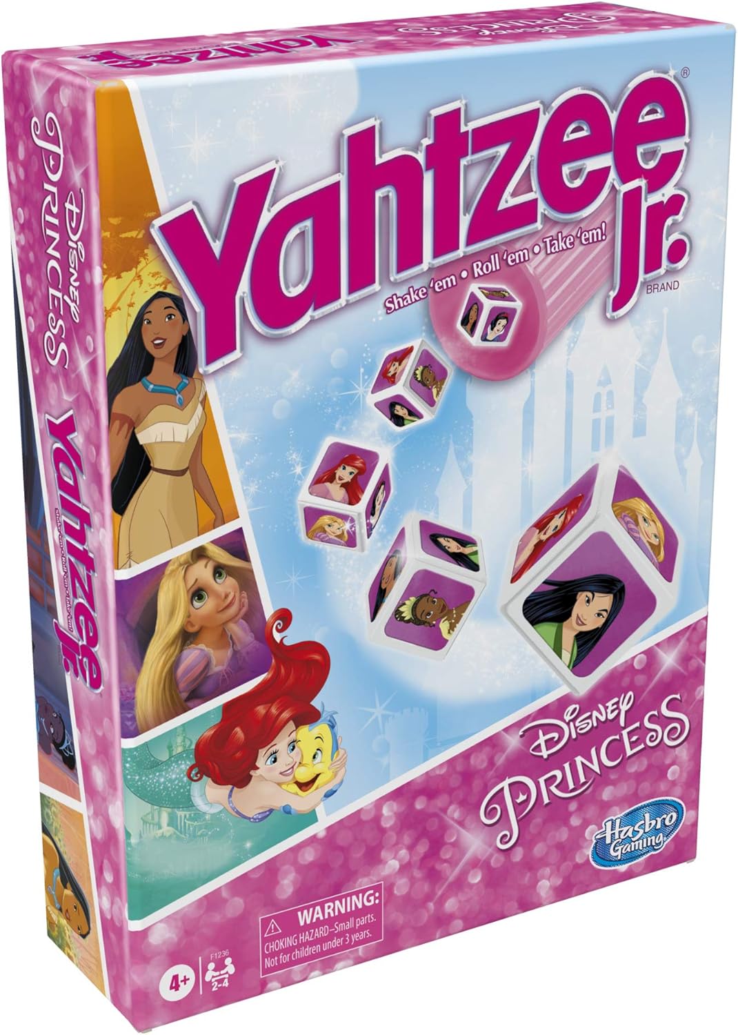 Hasbro Gaming Yahtzee Jr. Disney Princess Edition Dice Game Counting Matching for 2-4