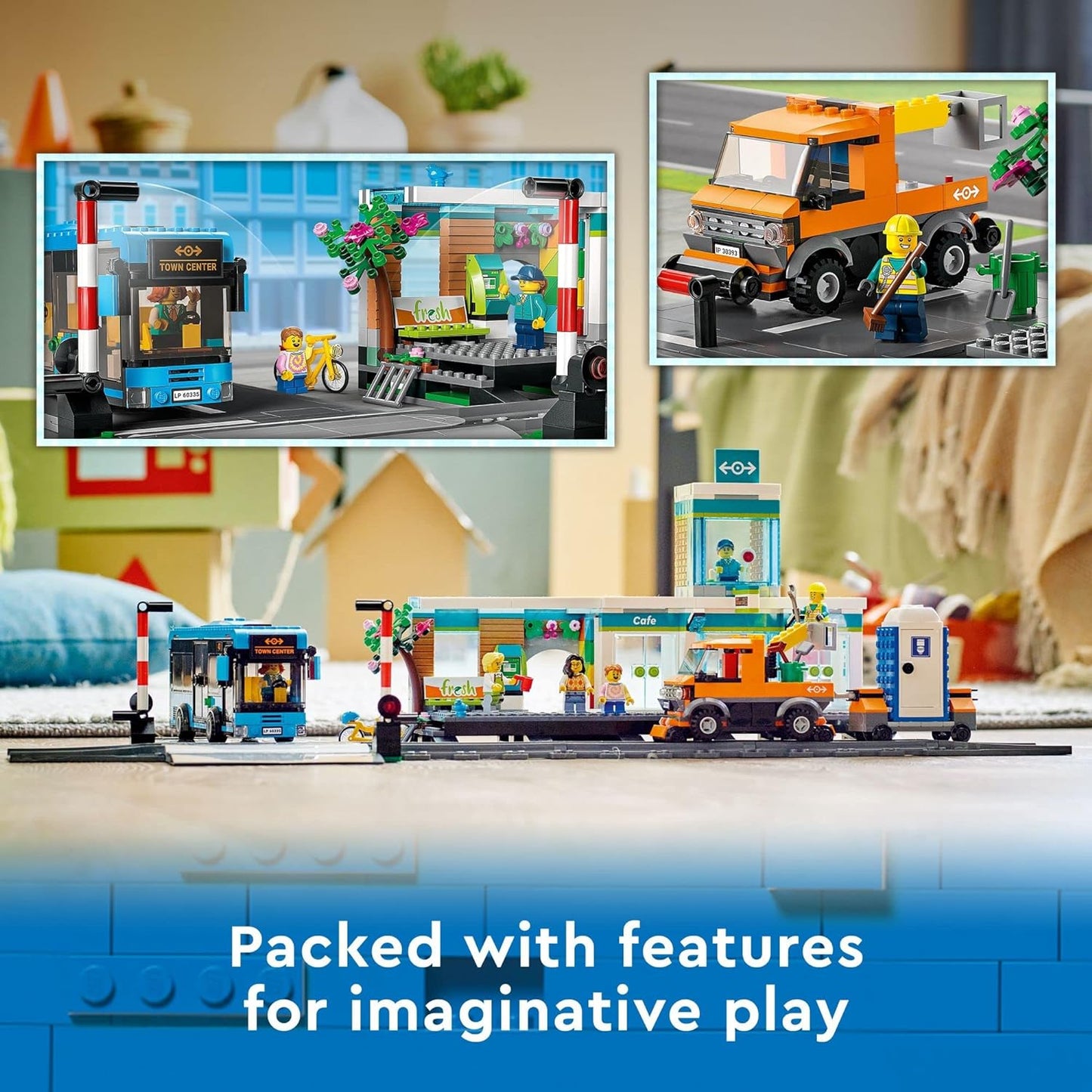 Lego City Train Station Set 60335 with Bus Rail Truck and Tracks Compatible with City