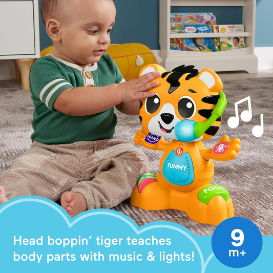 Fisher-Price Baby Learning Toy Link Squad Bop Groove Tiger with Music Lights for Ages 9