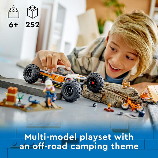 LEGO City 4x4 Off-Roader Adventures 60387 Building Toy - Camping Set Including Monster Truck Style Car with Working Suspension and Mountain Bikes 2 Minifigures Vehicle