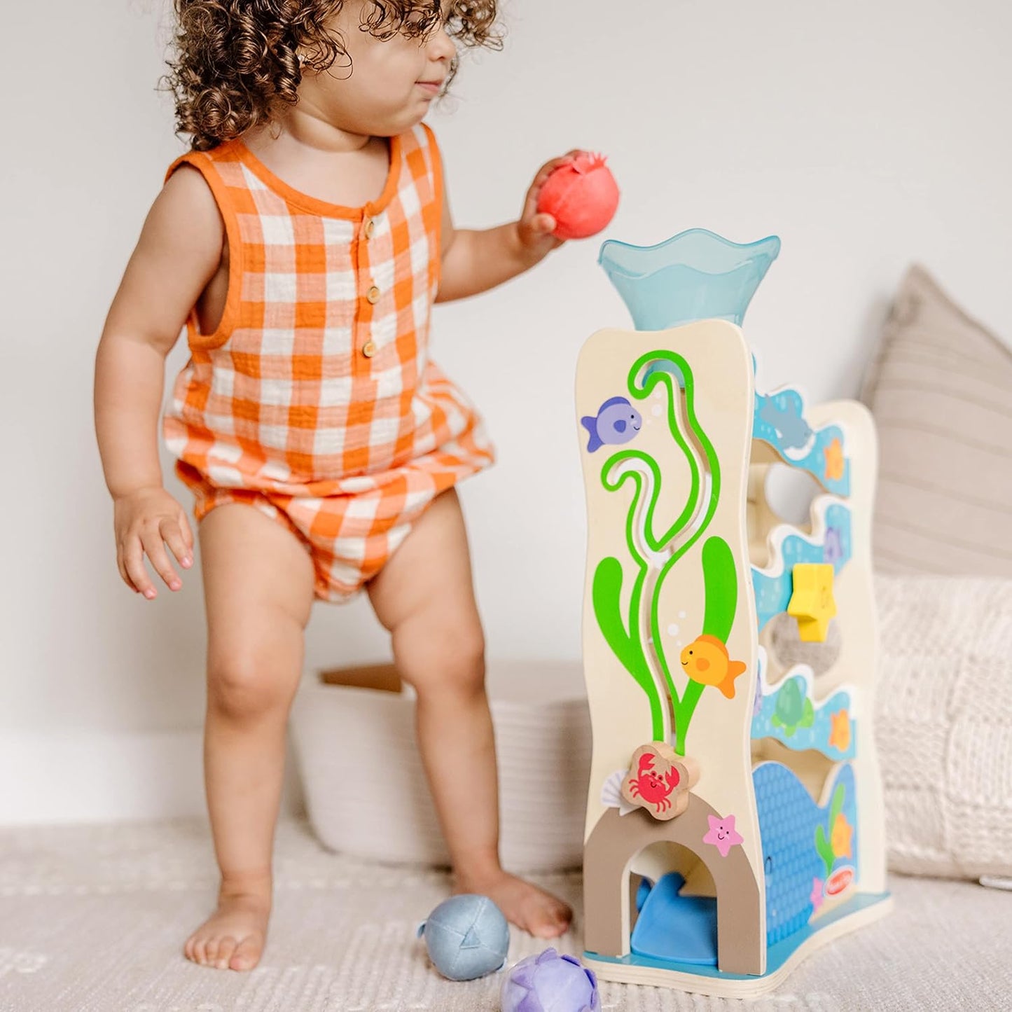 Melissa & Doug Melissa Doug Rollables Wooden Ocean Slide Infant and Toddler Toy 5 Pieces
