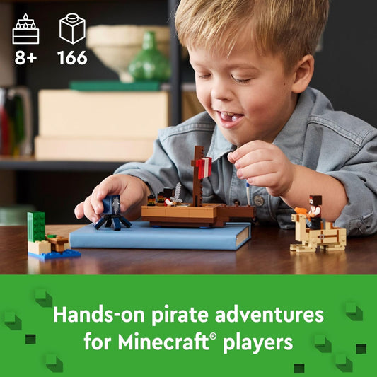 LEGO Minecraft The Pirate Ship Voyage Boat Toy Playset for with Squid Camel and Pirate Figures Pirate Toy Building Set