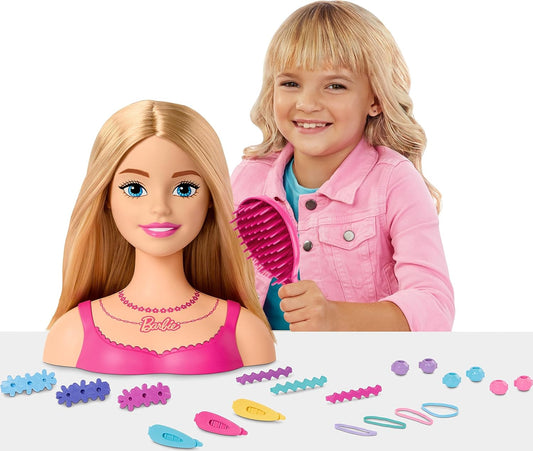 Barbie Doll Styling Head Blond Hair with 20 Colorful Doll Head for Hair Styling