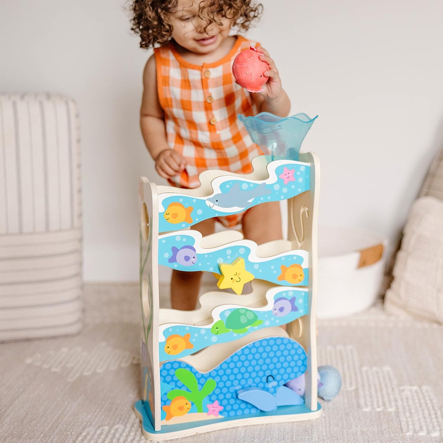 Melissa & Doug Melissa Doug Rollables Wooden Ocean Slide Infant and Toddler Toy 5 Pieces