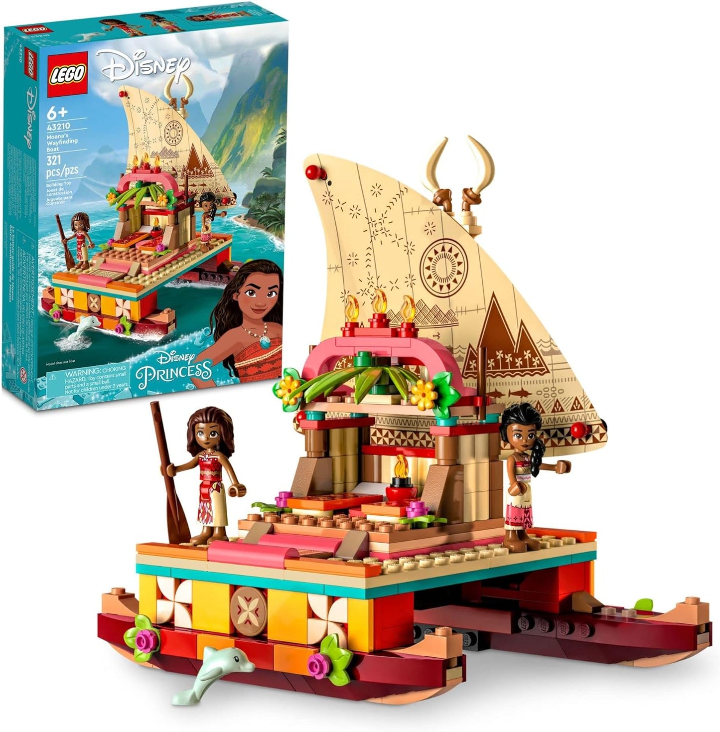 LEGO Disney Princess Moana's Wayfinding Boat Building Toy 43210 Disney Princess Toy Set with Moana and Sina Mini-Doll