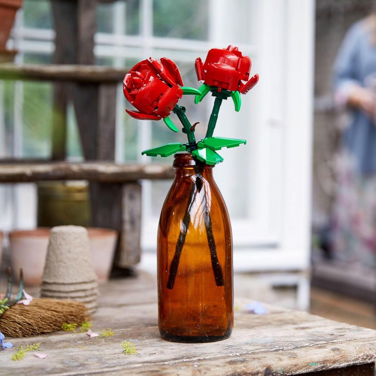 LEGO Roses - Building Toy for Girls Boys Ages 8 - Artificial Fake Roses for Home Decor