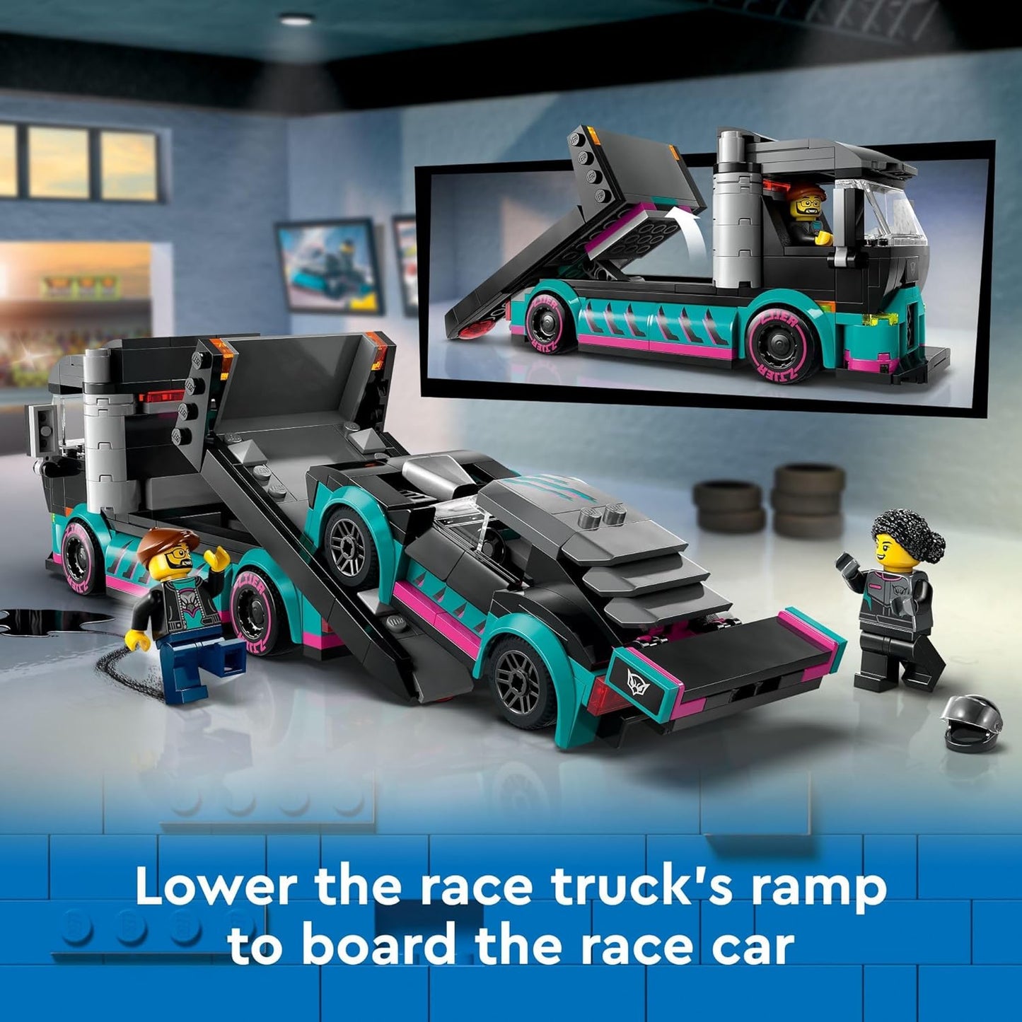 LEGO City Race Car and Car Carrier Truck Toy Playset
