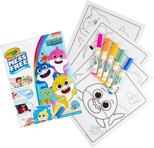 Crayola Baby Shark Color Wonder Pages Mess Free Coloring for Toddlers Coloring Activity
