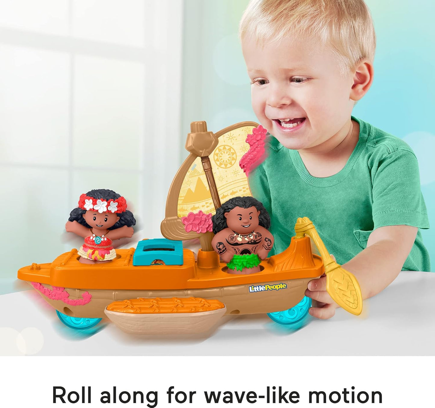 Fisher-Price Little People Toddler Toy Disney Princess Moana Maui's Canoe Sail Boat with