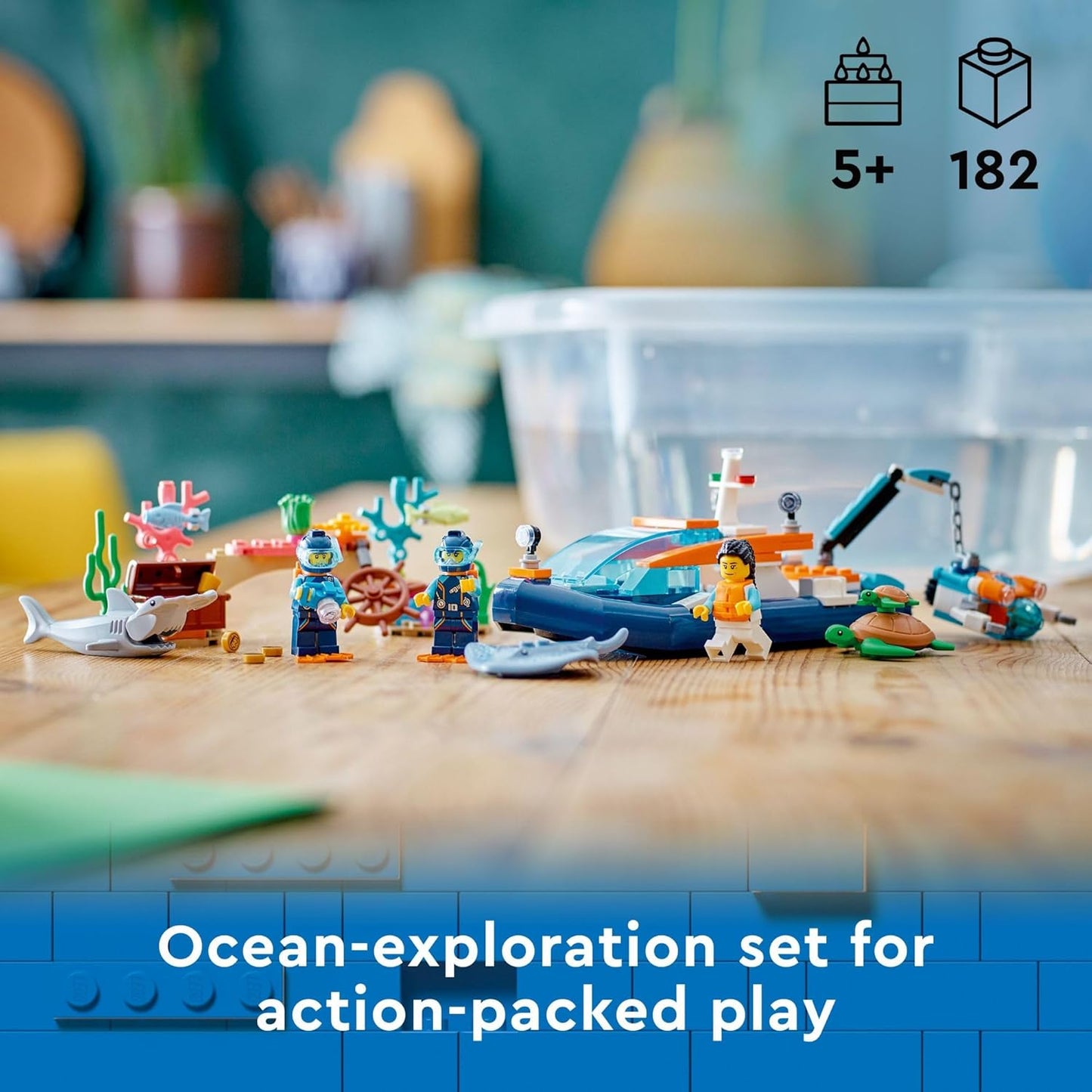 LEGO City Explorer Diving Boat 60377 Ocean Building Toy Includes a Coral Reef Setting