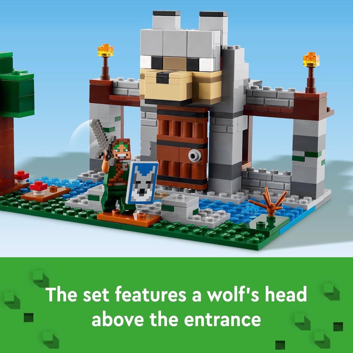 LEGO Minecraft The Wolf Stronghold Fortress Playset Video Game Toy for Boys and Girls Action Packed Castle Building Set