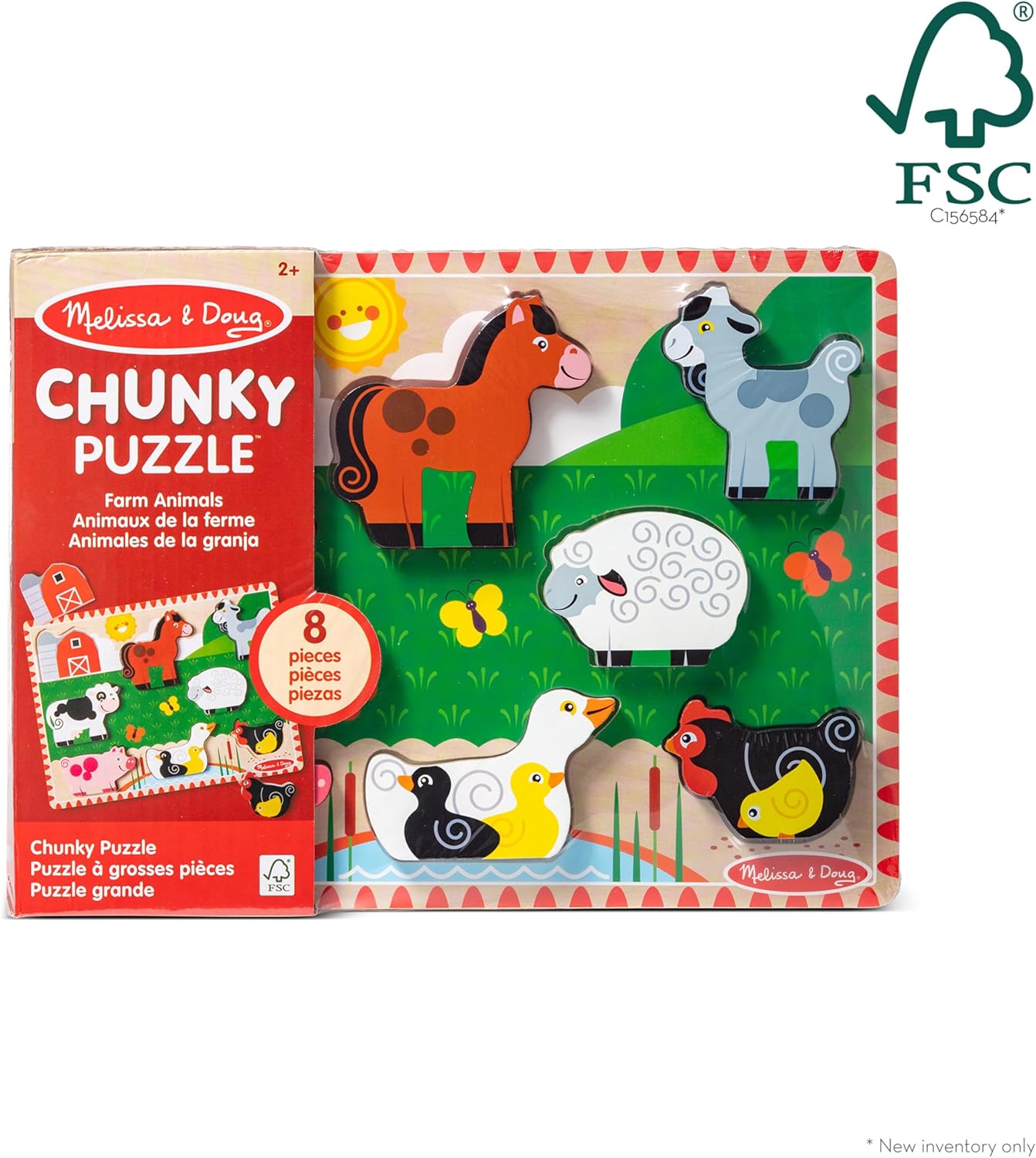 Melissa & Doug Melissa Doug Farm Wooden Chunky Puzzle 8 pcs - FSC Certified