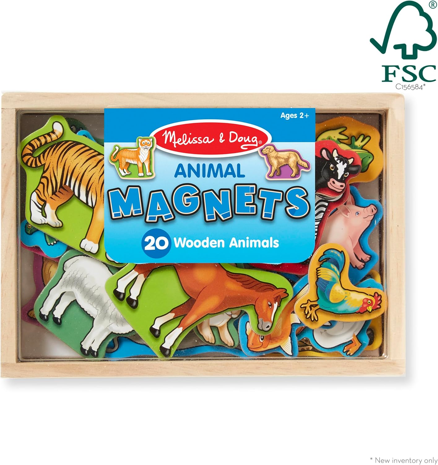 Melissa & Doug Melissa Doug 20 Wooden Animal Magnets in a Box Cute Animal Fridge Magnets