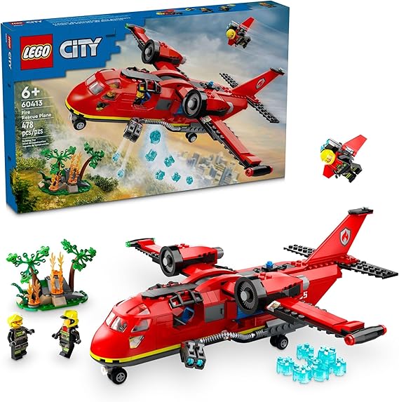 LEGO City Fire Rescue Plane Toy for and of Firefighter Fun Birthday for Boys and Girls