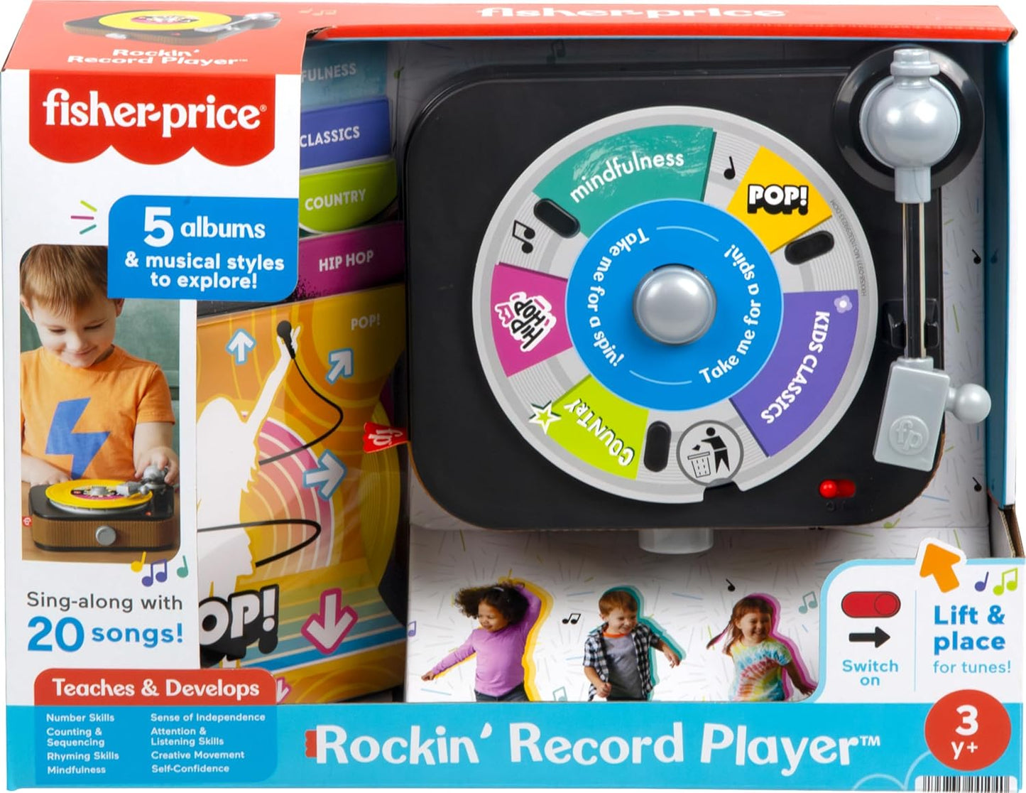 Fisher-Price Musical Toy Rockin' Record Player for Preschool Pretend Play for Ages Year