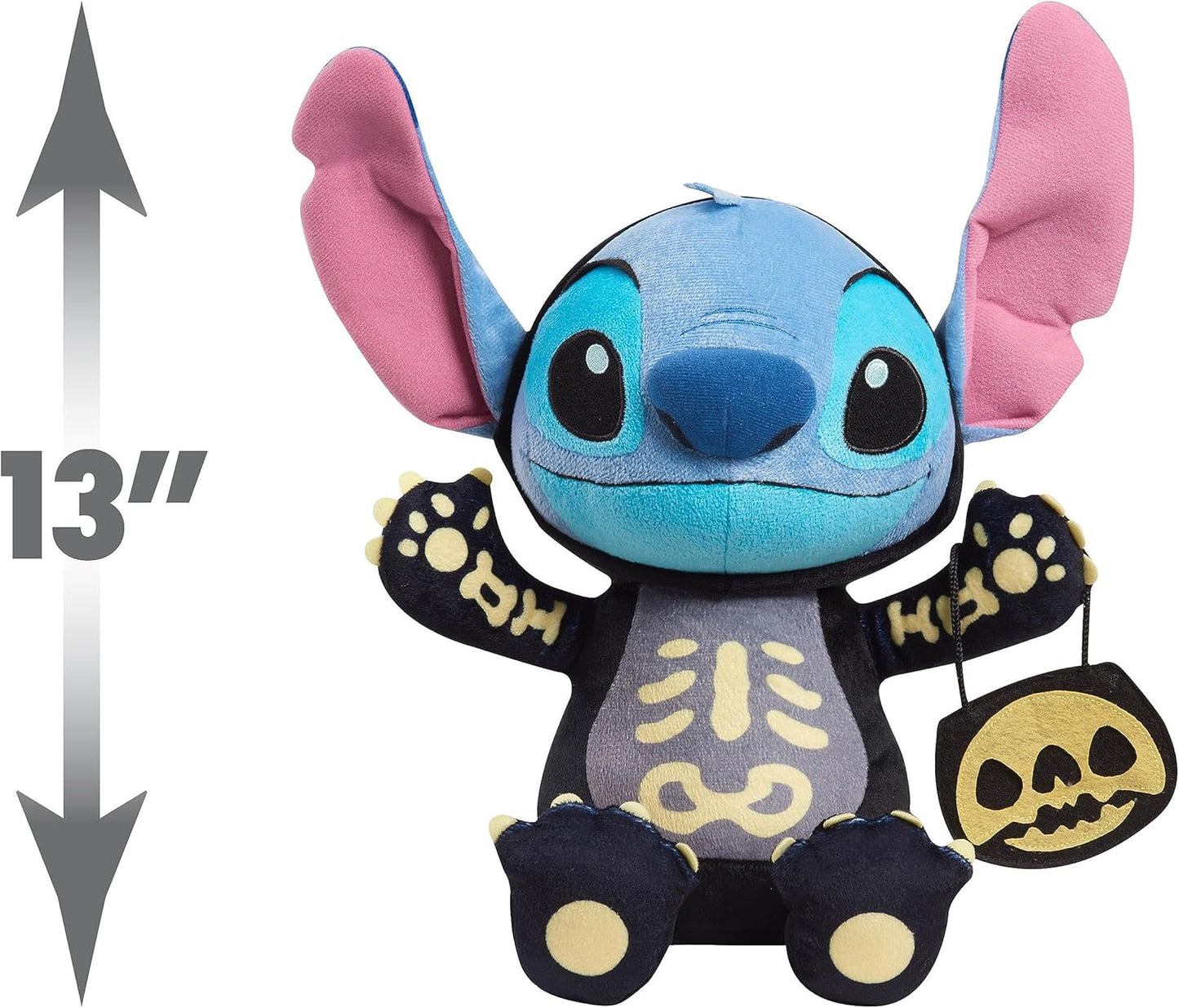 Just Play Disney Seasonal Stitch as a Skeleton Halloween Large 15-inch Plush