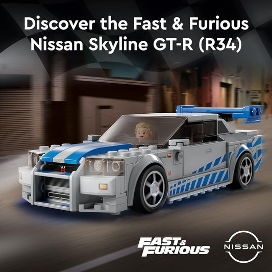 LEGO Speed Champions 2 Fast 2 Furious Nissan Skyline GT-R R34 Race Car Toy Model Building