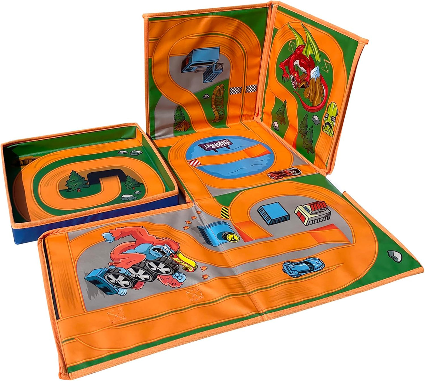 Hot Wheels Tara Toy ZipBin 300 Car Storage Cube - Unzip to Convert Into A Playmat Holds
