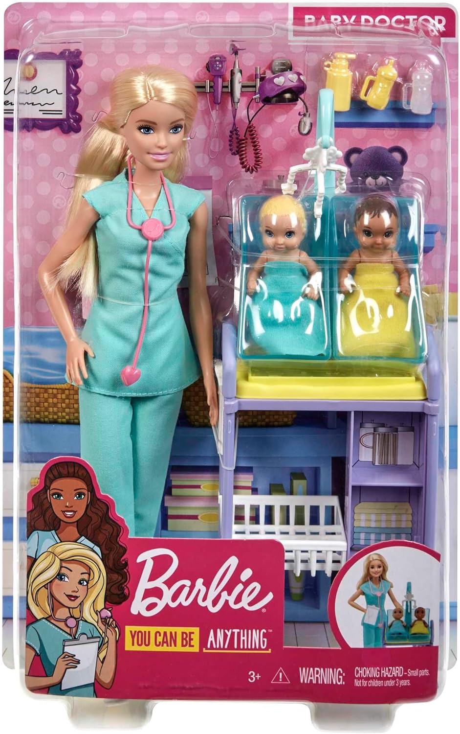 Barbie Careers Playset Baby Doctor Set with Blonde Fashion Doll 2 Baby Dolls Furniture