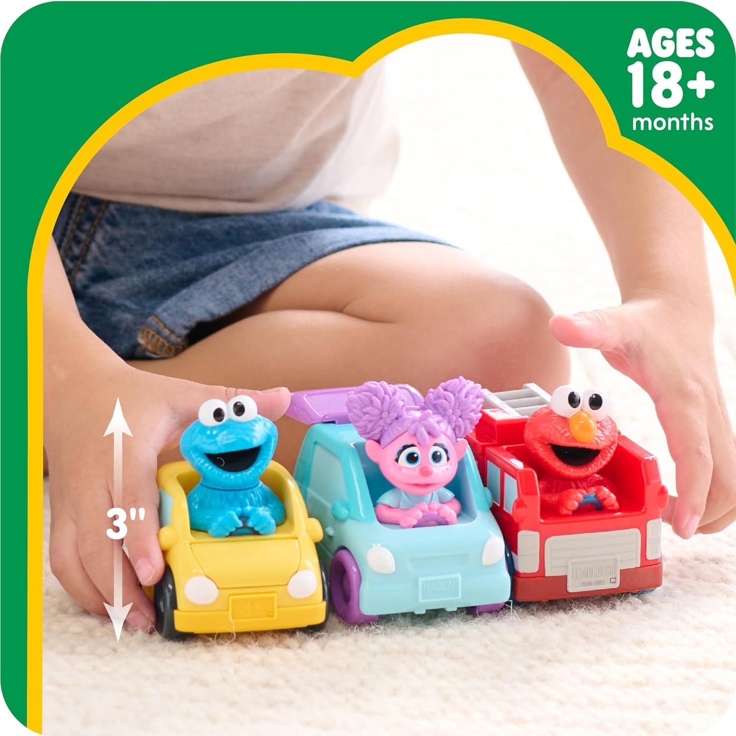 Just Play Sesame Street Twist and Pop Wheelies 3-Pack Preschool Toy Vehicle
