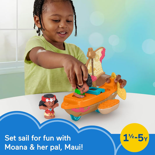 Fisher-Price Little People Toddler Toy Disney Princess Moana Maui's Canoe Sail Boat with